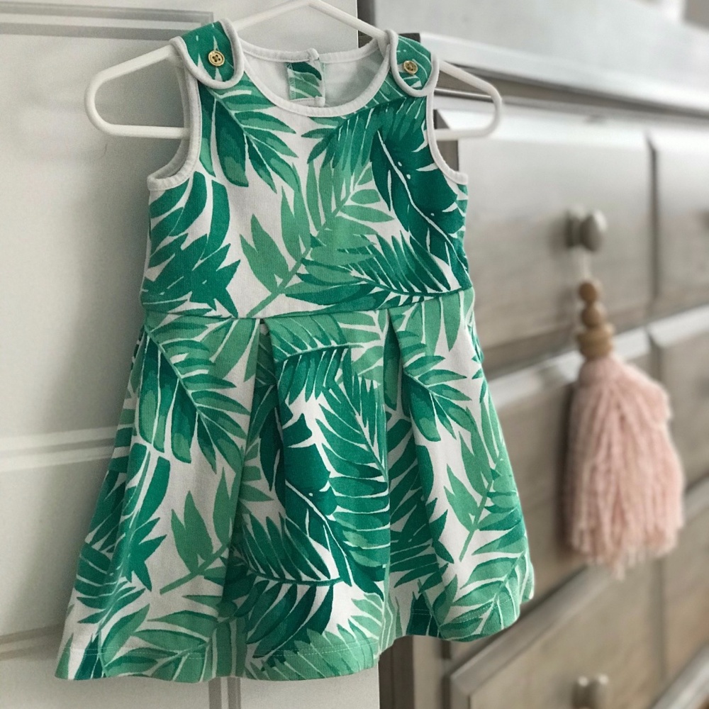Janie and Jack Tropical Leaf Print Dress